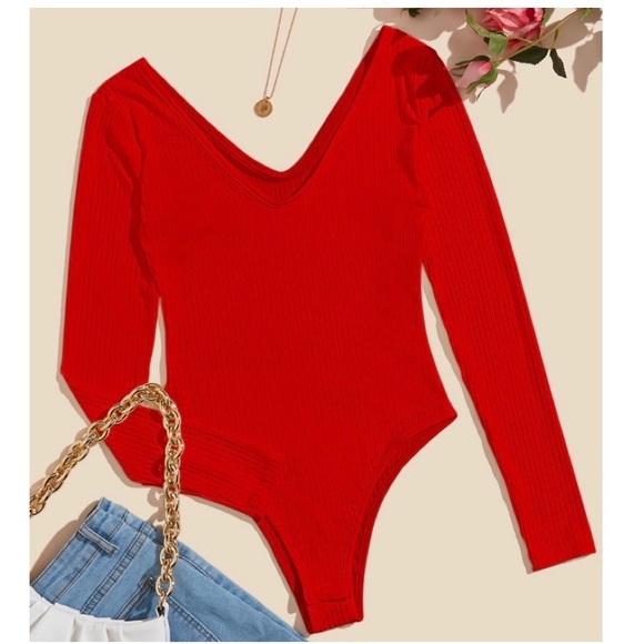 NEW| Gillian Eleanore Red Bodysuit - Picture 2 of 4